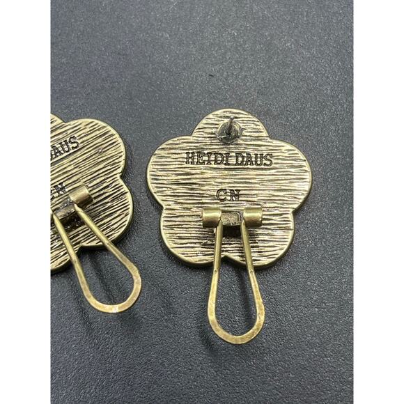 Heidi Daus‎ Vintage Omega Clip Mother of Pearl Pierced Halo Clover Earrings - Picture 5 of 8